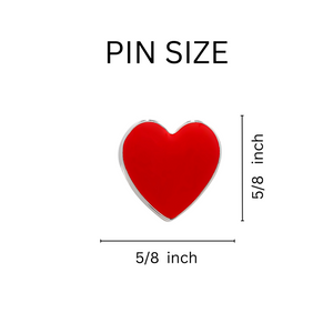 Small Red Heart Shaped Pins Wholesale, Heart Pins for Heart Disease