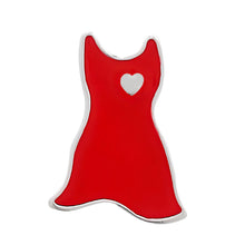 Load image into Gallery viewer, Bulk Small Red Dress Shaped Pins, Go Red For Women Pins