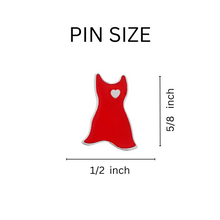 Load image into Gallery viewer, Bulk Small Red Dress Shaped Pins, Go Red For Women Pins