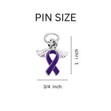 Load image into Gallery viewer, Angel Purple Ribbon Awareness Pins Wholesale, Cancer Survivor Cystic Fibrosis, Alzheimers, Crohns - The Awareness Company