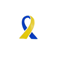 Load image into Gallery viewer, Bulk Blue &amp; Yellow Ribbon Lapel Pins, Down Syndrome Awareness - The Awareness Company