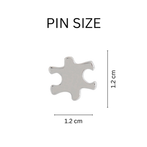 Bulk Silver Autism Awareness Puzzle Piece Shaped Pins, Autism Awareness