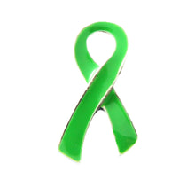 Load image into Gallery viewer, Bulk Large Flat Green Ribbon Awareness Pins. Mental Health, Organ Donation