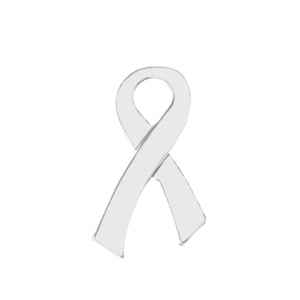 Large Flat White Ribbon Tac Pins Wholesale, Lung Cancer Awareness