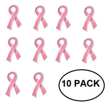 Load image into Gallery viewer, 10 Pack Pink Ribbon Pins