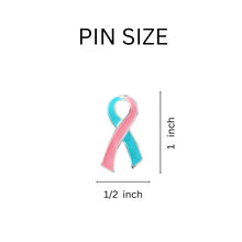 Load image into Gallery viewer, Bulk Pink &amp; Teal Ribbon Awareness Butterfly Pins in Bulk