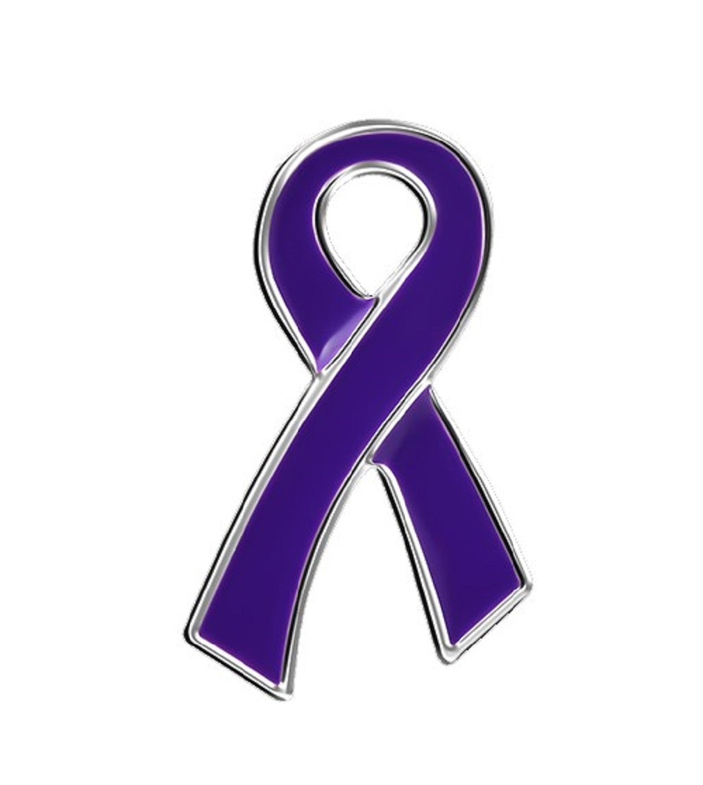 10 Pack Large Flat Purple Ribbon Pins