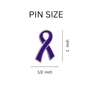 10 Pack Large Flat Purple Ribbon Pins