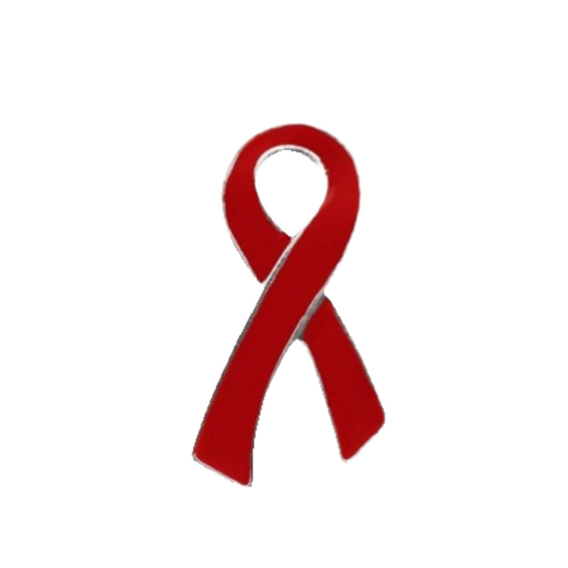 Large Flat Red Ribbon Pins For AIDS Awareness