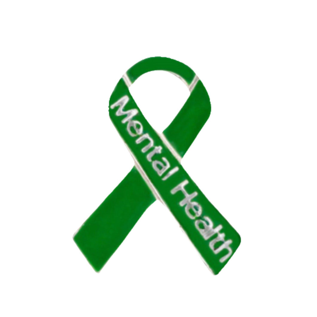 Bulk Mental Health Awareness Ribbon Pins, Green Mental Health Ribbons - The Awareness Company