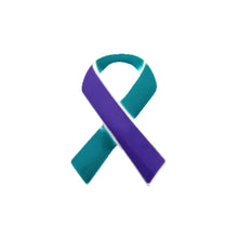 Load image into Gallery viewer, Bulk Teal and Purple Ribbon Lapel Pins, Bulk Teal &amp; Purple Suicide, Sexual Assault - The Awareness Company