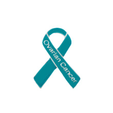 Load image into Gallery viewer, Bulk Ovarian Cancer Ribbon Pins Wholesale, Teal Ovarian Cancer Ribbons - The Awareness Company