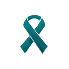 Load image into Gallery viewer, Teal Ribbon Pins in bulk for Ovarian Cancer, Teal Rape Awareness Pins - The Awareness Company