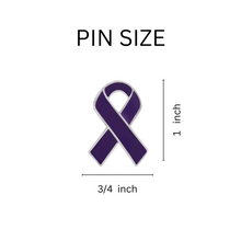 Load image into Gallery viewer, 10 Pack Purple Ribbon Awareness Pins