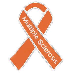 10 Pack of Multiple Sclerosis Awareness Orange Ribbon Pins