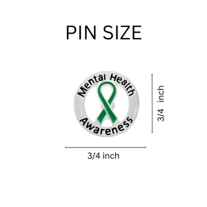 Bulk Mental Health Awareness Pins in Bulk, Green Ribbon Lapel Pins for Mental Health - The Awareness Company