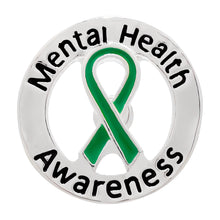 Load image into Gallery viewer, Bulk Mental Health Awareness Pins in Bulk, Green Ribbon Lapel Pins for Mental Health - The Awareness Company