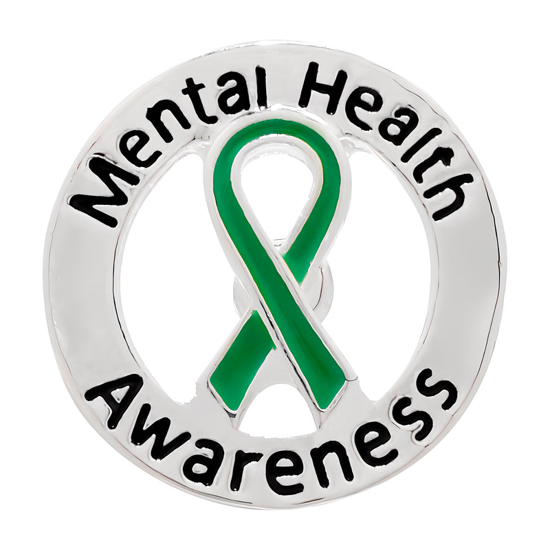 Bulk Mental Health Awareness Pins in Bulk, Green Ribbon Lapel Pins for Mental Health - The Awareness Company