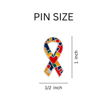 Load image into Gallery viewer, Bulk Autism Ribbon w Heart Lapel Pins, Bulk Fundraising Jewelry