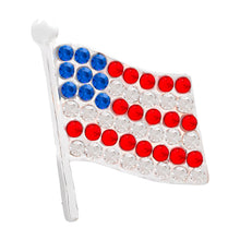 Load image into Gallery viewer, Crystal American Flag Pin Wholesale, Patriotic Flag Pin
