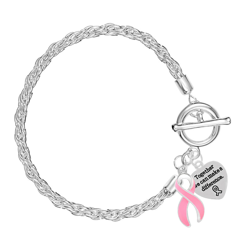 Rope Style Breast Cancer Awareness Pink Ribbon Bracelets