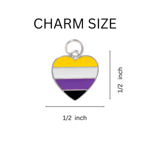 Non-Binary Flag Heart Hanging Charms