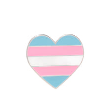 Load image into Gallery viewer, Bulk Transgender Flag Heart Pins, Bulk Transgender Lapel Pins
