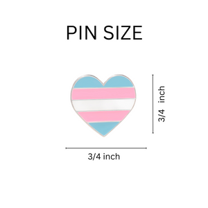 Bulk Transgender Flag Heart Pins, Bulk Transgender Lapel Pins