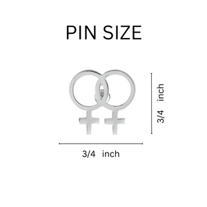 Bulk Same Sex Female Symbol Pins, Bulk Lesbian Flag Pins