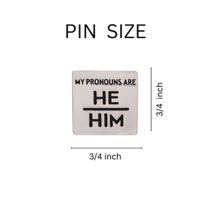 Bulk Square My Pronouns Are He Him Pins, Inexpensive Pride Jewelry