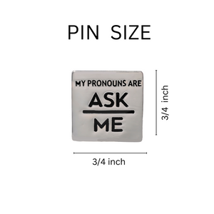 Bulk My Pronouns Are Ask Me Pins, Bulk Pronoun LGBT Jewelry