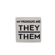 Load image into Gallery viewer, Bulk My Pronouns Are She Her Square Pins, Bulk Pronoun Jewelry