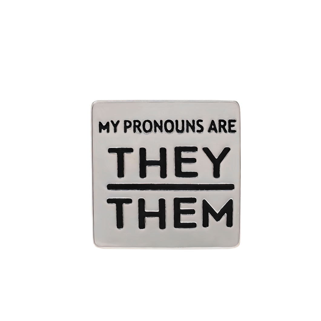 Bulk My Pronouns Are She Her Square Pins, Bulk Pronoun Jewelry