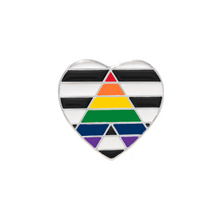 Load image into Gallery viewer, Straight Ally Flag Heart Shaped Pins
