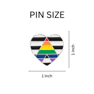 Straight Ally Flag Heart Shaped Pins