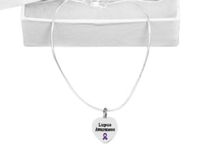 Bulk Heart Shaped Lupus Awareness Necklaces - The Awareness Company