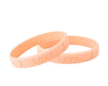 Load image into Gallery viewer, Bulk Child Size Peach Ribbon Silicone Bracelet Wristbands - The Awareness Company