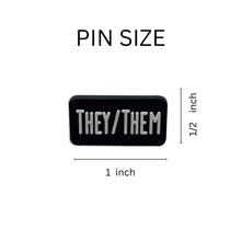 Load image into Gallery viewer, Bulk They Them Black Rectangle Silicone Pronoun Pins, LGBTQ Pronoun Pins  - The Awareness Company