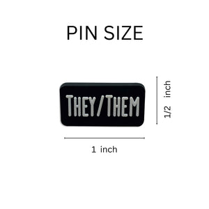 Bulk They Them Black Rectangle Silicone Pronoun Pins, LGBTQ Pronoun Pins  - The Awareness Company