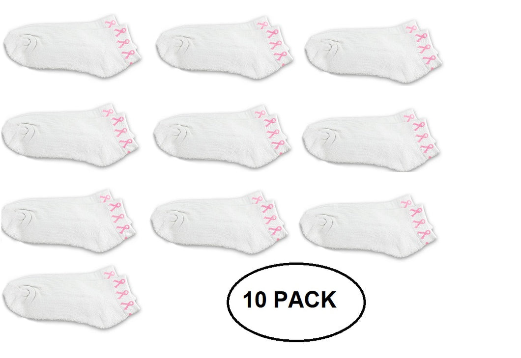 10 Pack Breast Cancer Pink Ribbon Socks