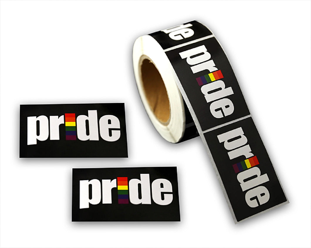 Black Rectangle Rainbow Pride Stickers (250 per Roll)