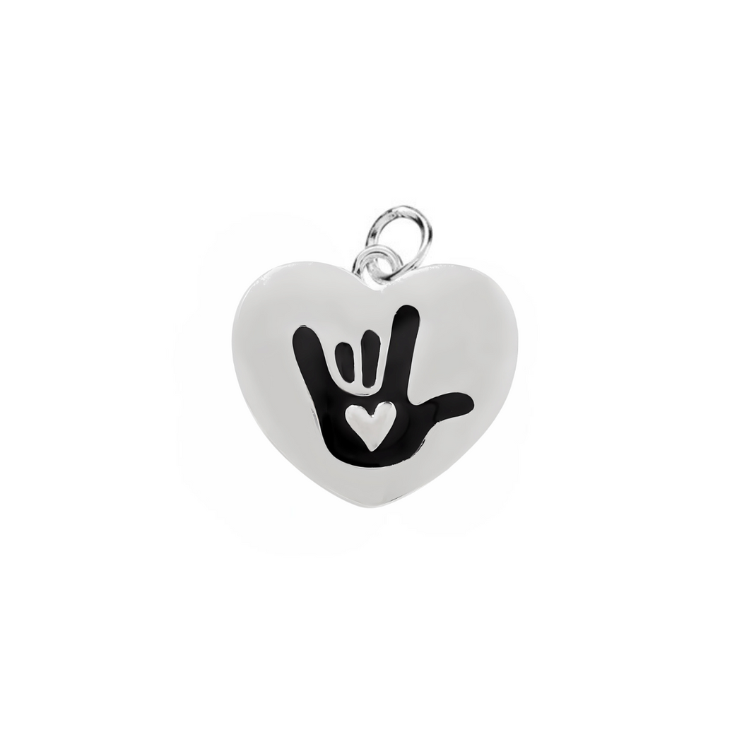 Deaf Sign Language for I love You Heart Charms