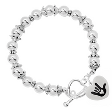 Load image into Gallery viewer, Deaf Symbol for I love You Hand Sign Beaded Charm Bracelets