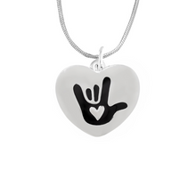 Load image into Gallery viewer, Deaf I Love You Sign Language Symbol Awareness Heart Necklaces