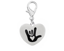 Load image into Gallery viewer, Deaf Sign language Sign for I Love You Heart Hanging Charms