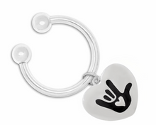 Load image into Gallery viewer, Deaf Awareness I Love You Sign Language Symbol Heart Key Chains