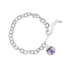 Load image into Gallery viewer, Purple Ribbon Believe Charm Link Style Chunky Bracelets