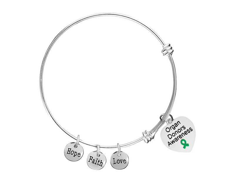 Heart Organ Donors Retractable Charm Bracelets