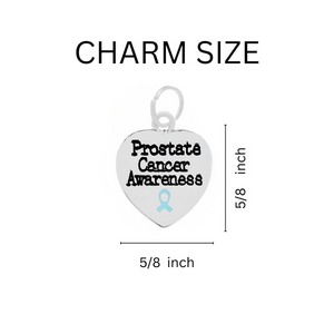 Light Blue Ribbon Prostate Cancer Awareness Heart Charm Leather Bracelets