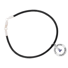 Load image into Gallery viewer, Round Colon Cancer Awareness Black Leather Cord Bracelets